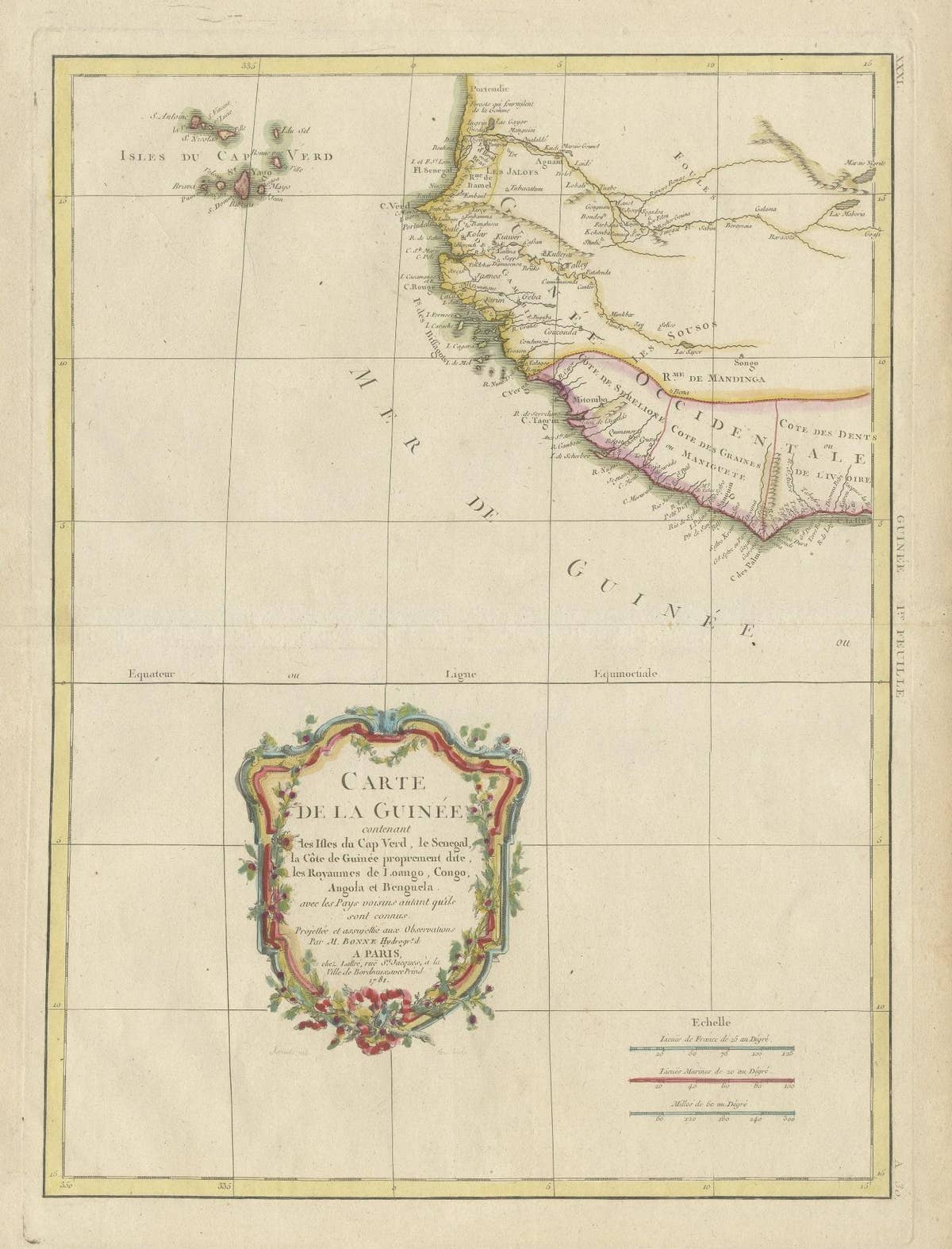 Antique Map of the Coast of Guinea and the Cape Verde Islands