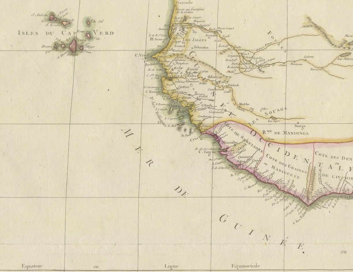 XVIIIe siècle Carte ancienne de la côte de la Guinésie et des îles du Cap en vente