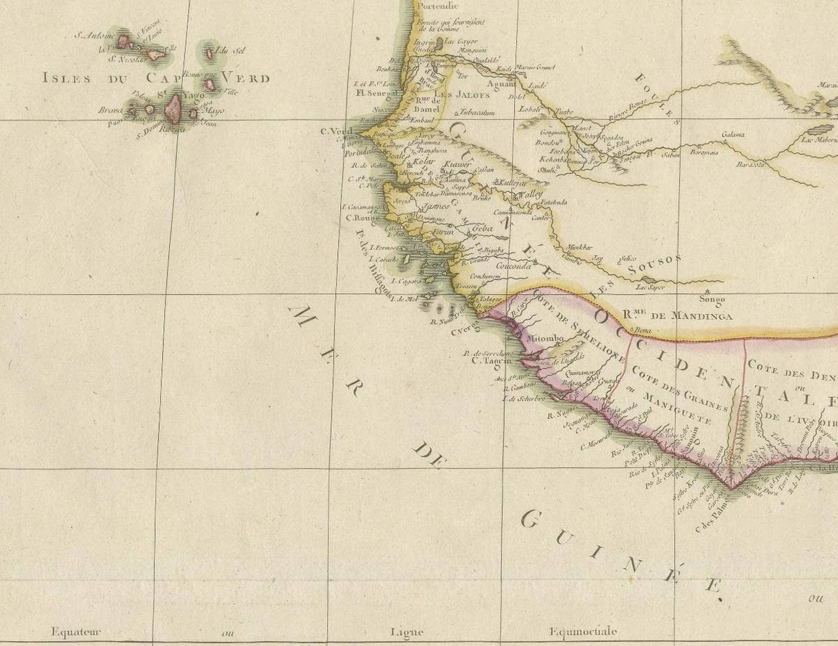 Antique Map of the Coast of Guinea and the Cape Verde Islands