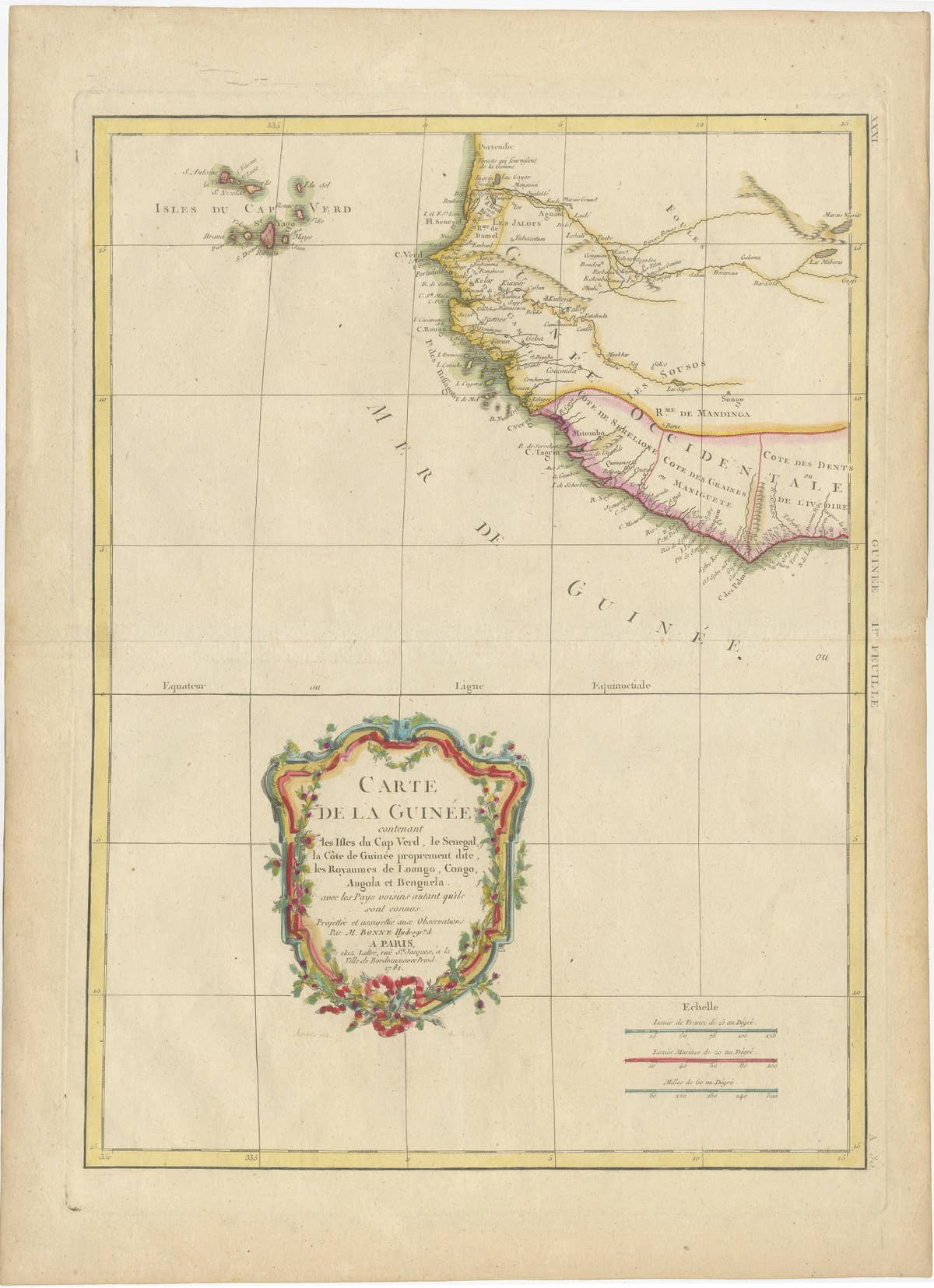 Antique Map of the Coast of Guinea and the Cape Verde Islands