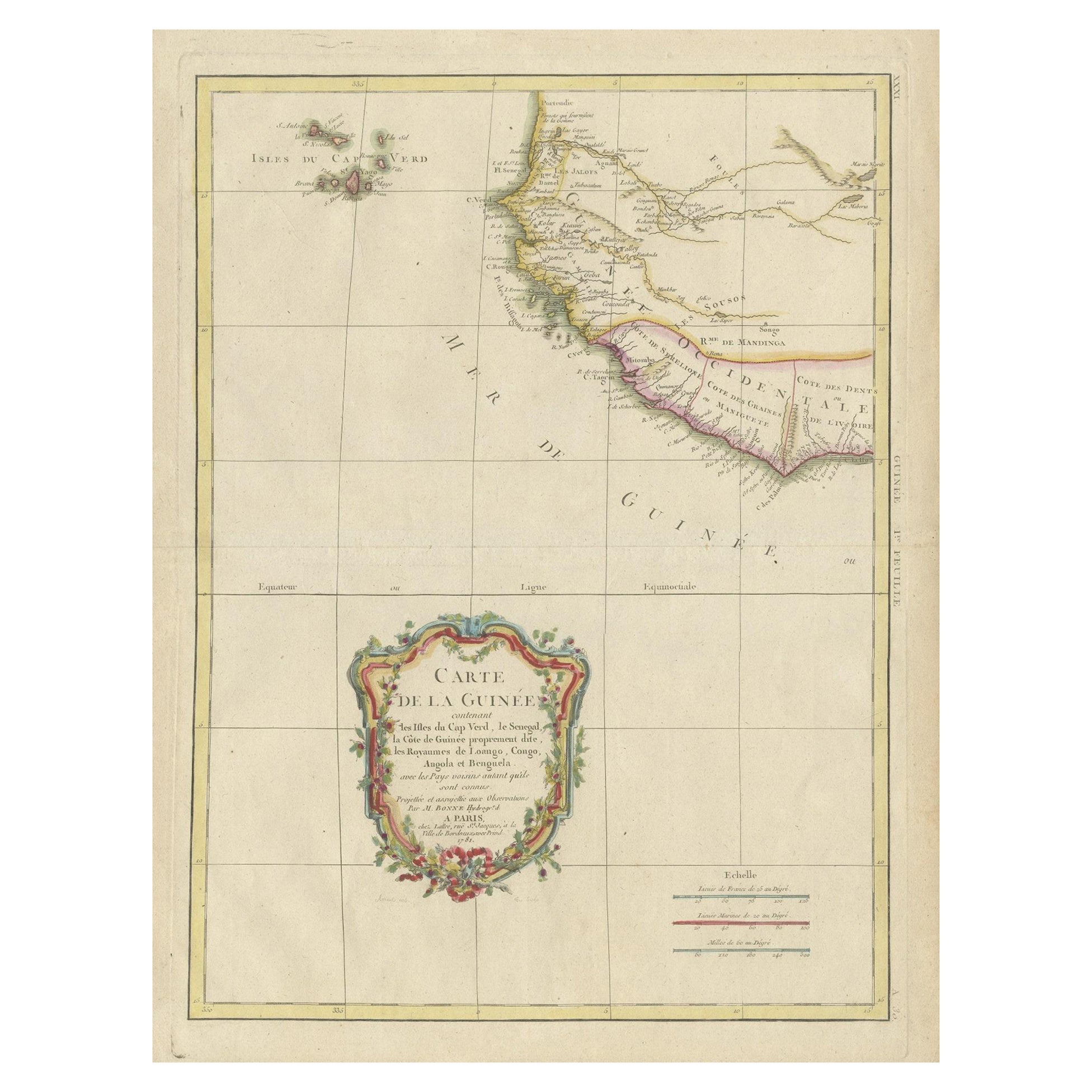 Mapa Antiguo de la Costa de Guinea y las Islas de Cabo Verde