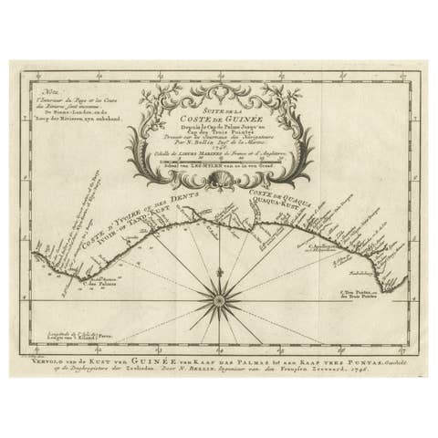 Antique Map of the Coast of Guinea from, Cape Apollonia to the Volta River