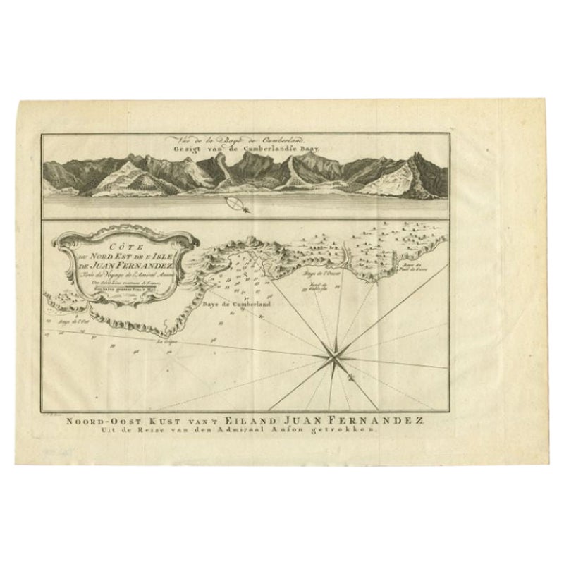 Carte ancienne de la côte de Juan Fernandez par Van Schley, 1757