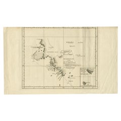 Carta antica della costa dell'isola di Kerguelens di Cook, 1803