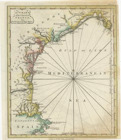 Antique Map of the Coast of Southern France, 1793