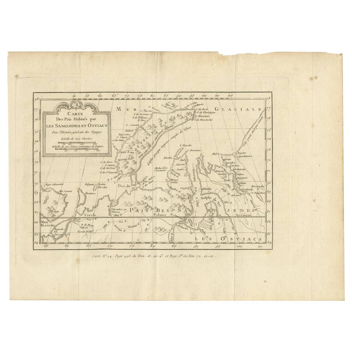 Antique Map of the Country Inhabited by the Samoyedic and Khanty People '1768'