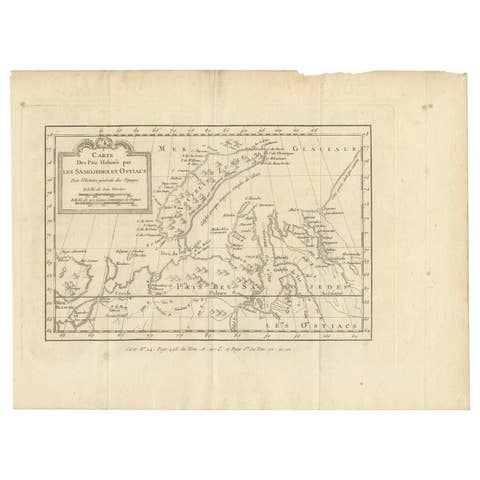 Antique Map of the Country Inhabited by the Samoyedic and Khanty People '1768'