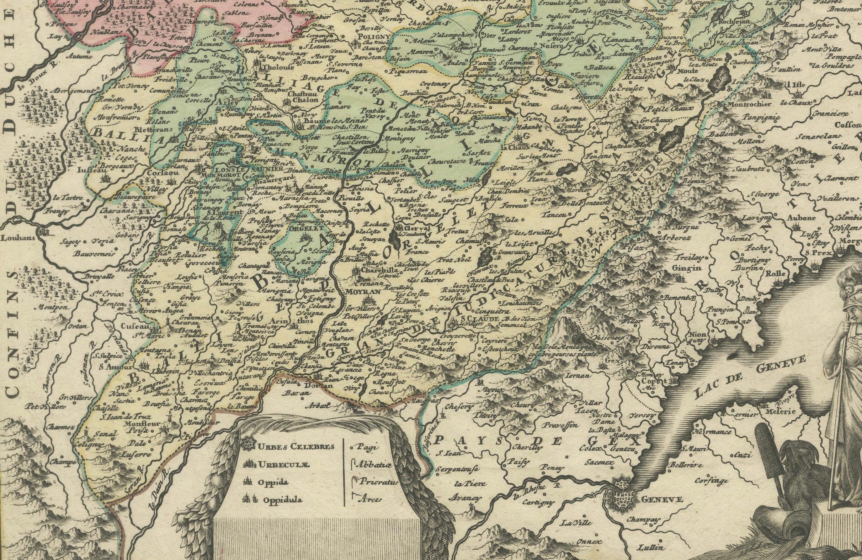 Antike Karte der County von Burgund von Johann Baptist Homann um 1710 (Graviert) im Angebot