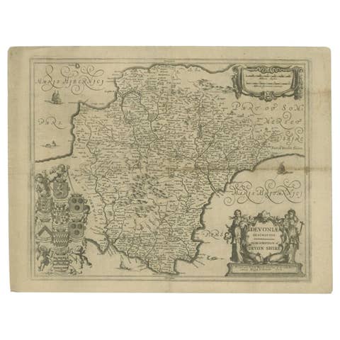Antique Map of the County of Devon by Overton, 1713