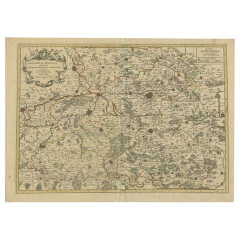 Antique Map of the County of Hainaut by Jaillot, 1692