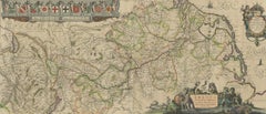 Large Rhine River Map, Moselle and Meuse, by Willem Blaeu, Hand-coloured - 1640
