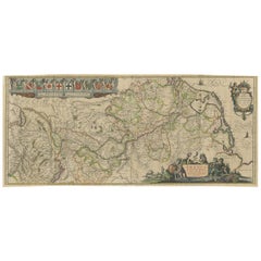 Antique Map of the Course of the Rhine River by Blaeu, circa 1640