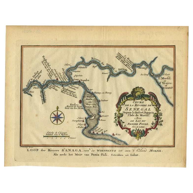 Carta antica del corso del fiume Sanaga di Van Schley, 1747