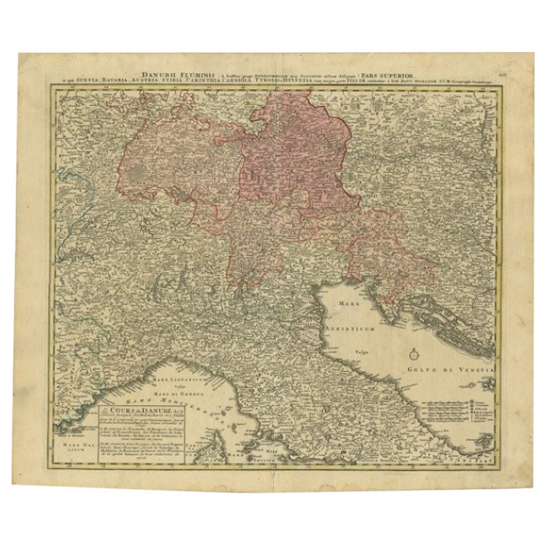 Mappa antica del Danubio e dintorni di Homann Heirs, 1730 ca.