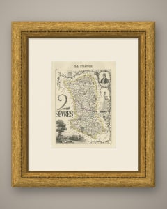 Antique Map of the Deux-Sevres, Niort and Madame de Maintenon, circa 1860
