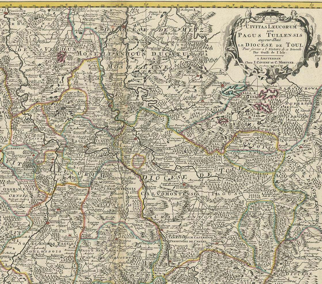 Antike Karte der Diözese von Toul von Covens & Mortier:: um 1720 im Zustand „Gut“ im Angebot in Langweer, NL