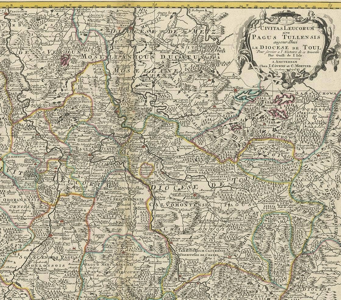 Antique Map of the Diocese of Toul by Covens & Mortier, circa 1720