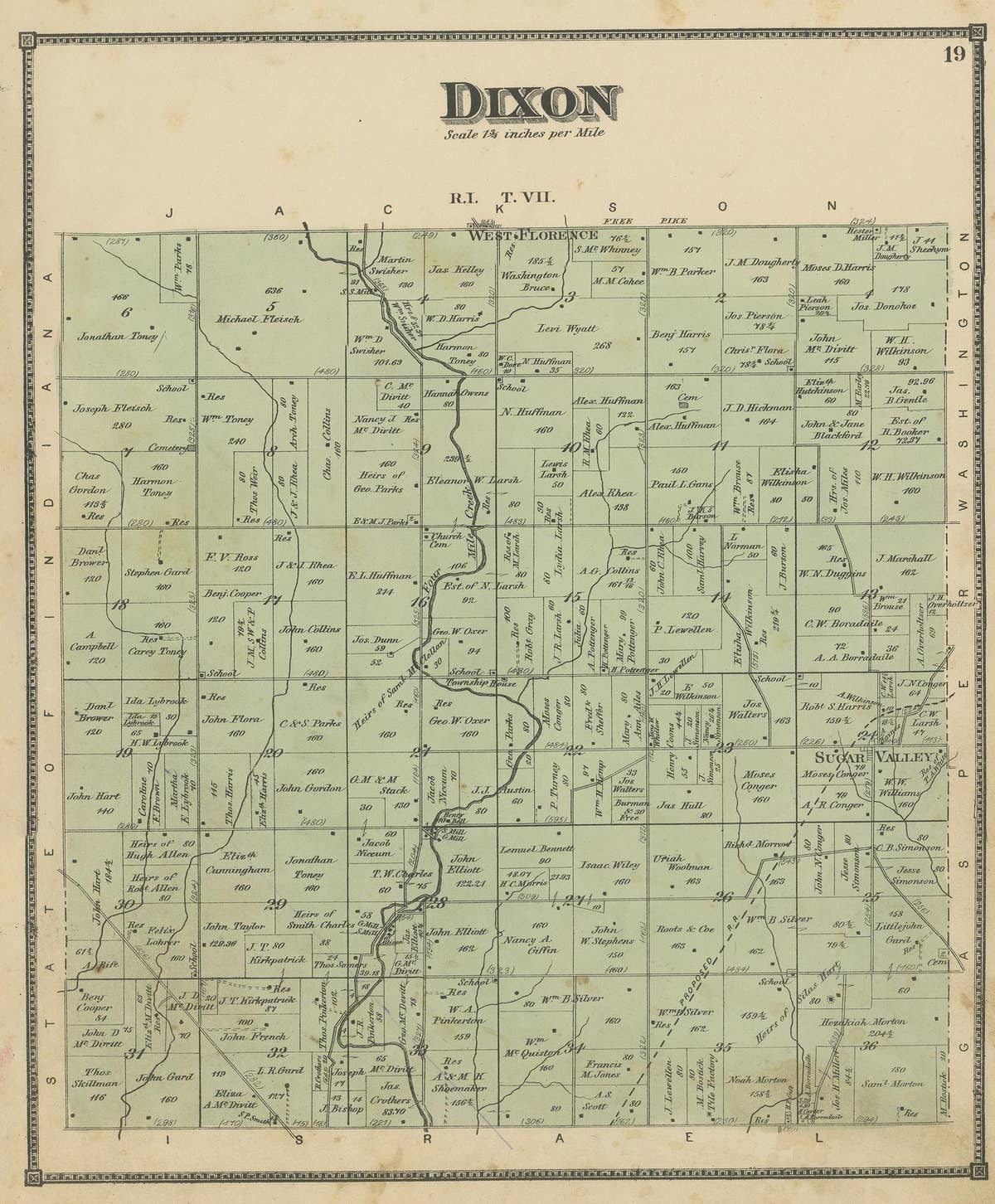 Antique Map of the Dixon Township of Ohio by Titus, 1871