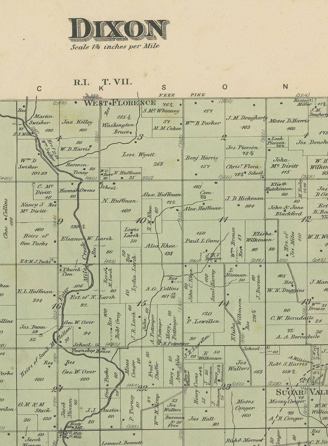 Antique Map of the Dixon Township of Ohio by Titus, 1871
