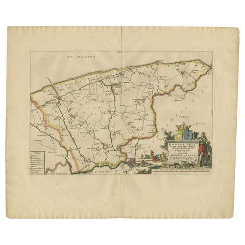 Antique Map of the Dongeradeel Township 'Friesland' by Halma, 1718