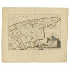 Carta geografica antica della città di Dongeradeel "Friesland" di Halma, 1718