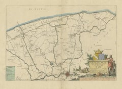 Antique Map of the Dongeradeel Township in Friesland, The Netherlands, 1718