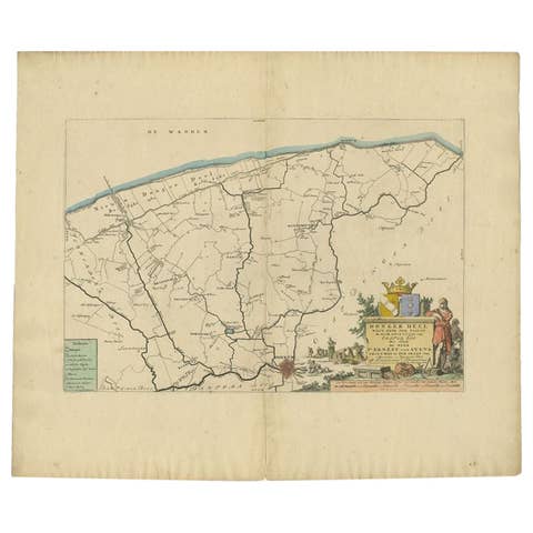 Antique Map of the Dongeradeel Township in Friesland, The Netherlands, 1718