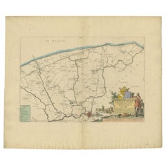 Antique Map of the Dongeradeel Township in Friesland, The Netherlands, 1718