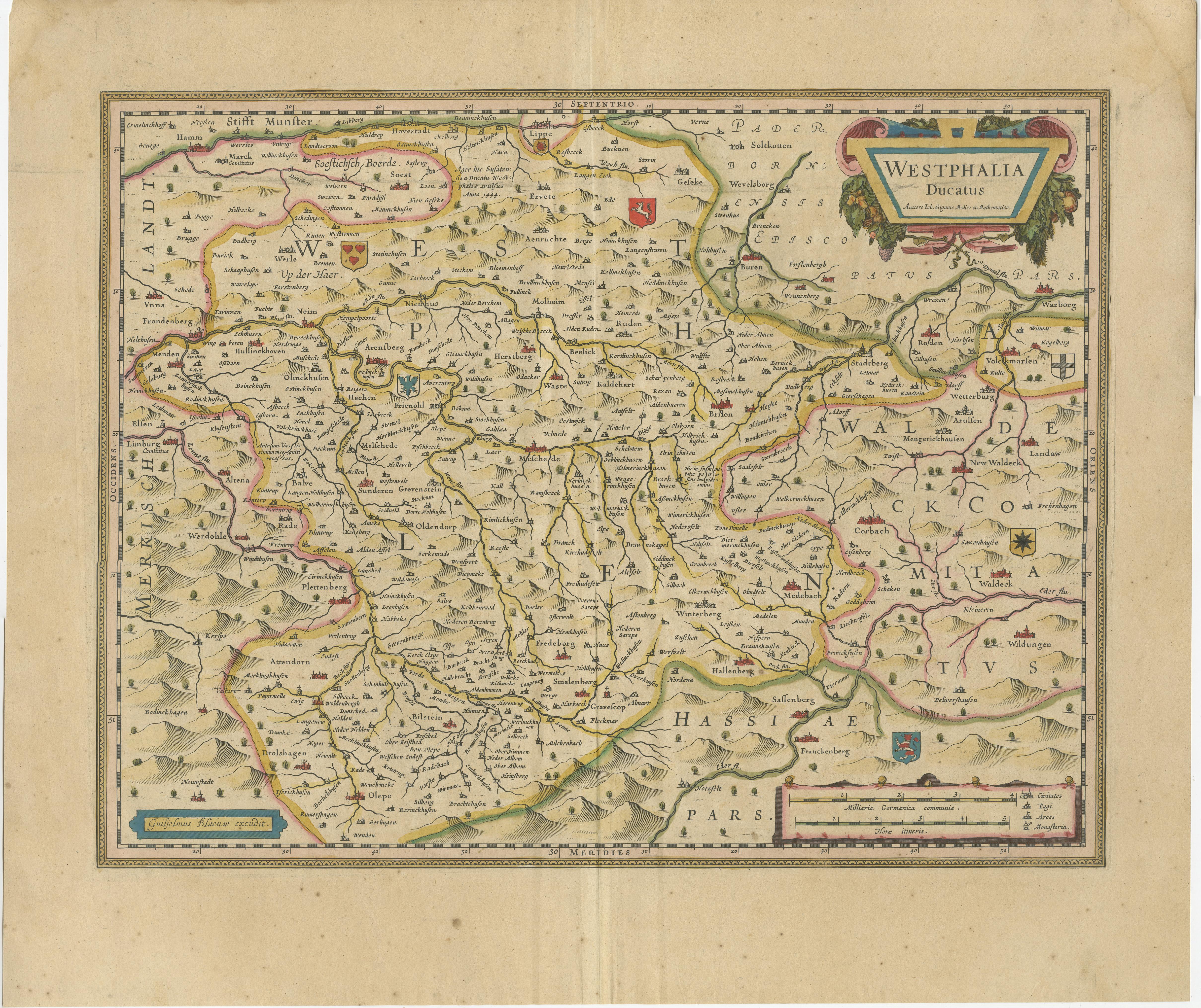 Antike Karte des Herzogtums Westphalia, Deutschland (Graviert) im Angebot