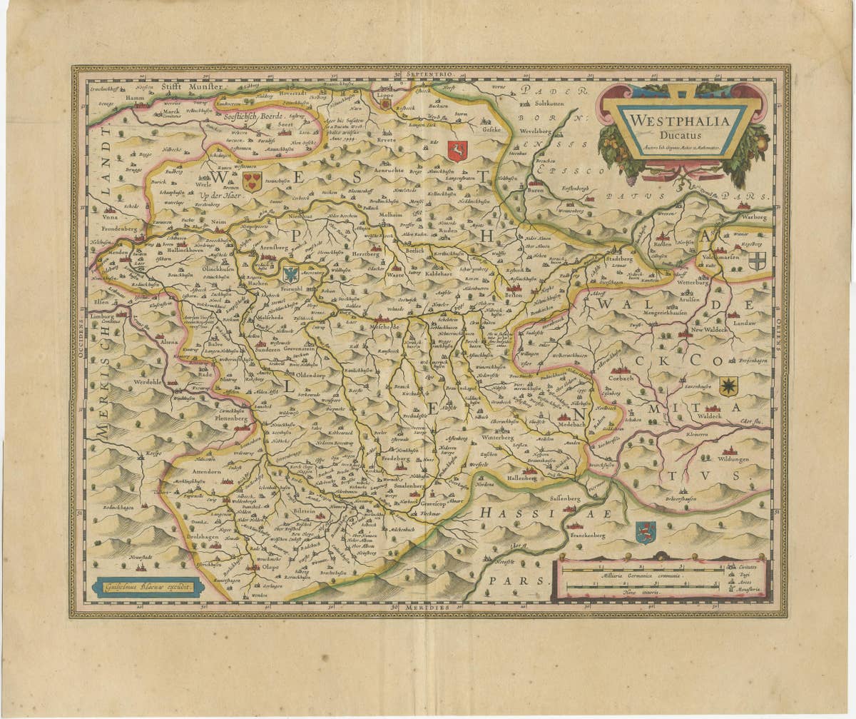 Antique Map of the Duchy of Westphalia, Germany