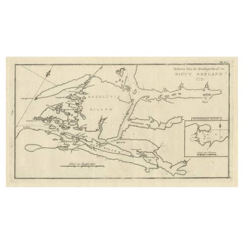 Antique Map of the Dusky Bay or Dusky Sound of New Zealand by Captain Cook, 1803