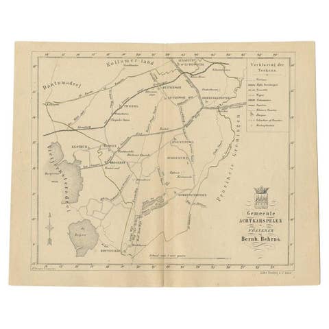 Antique Map of The Dutch Achtkarspelen Township by Behrns, 1861