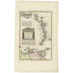 Antique Map of the Dutch Antilles 'Caribbean' by R. Bonne, circa 1780