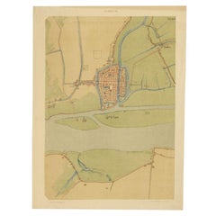 Antique Map of The Dutch City of Gorinchem by Smulders, Lithograph, 1916