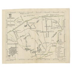Antike Karte der niederländischen Stadt Dantumadeel, 1861