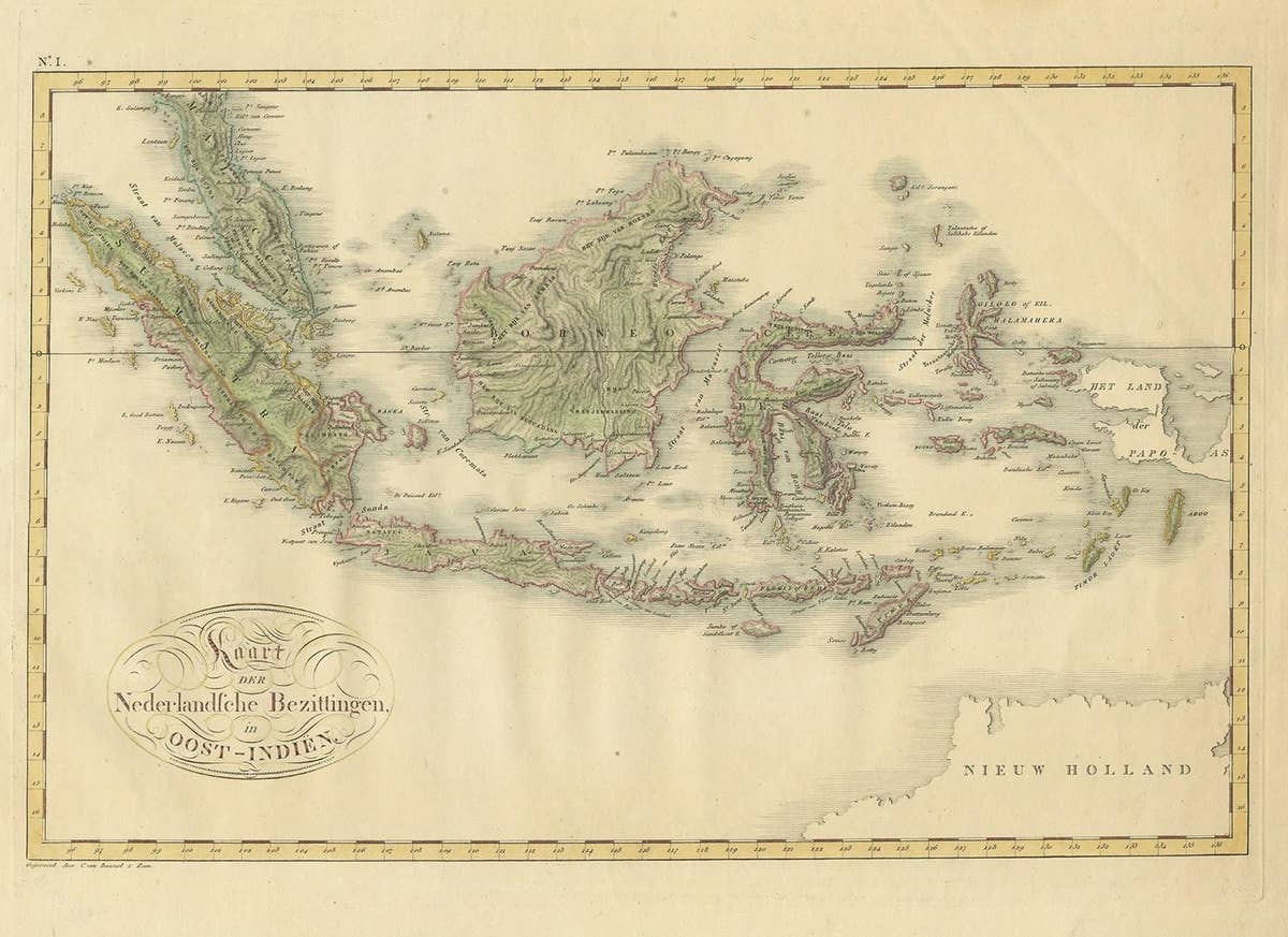 Antique Map of the Dutch East Indies by Van den Bosch '1818'