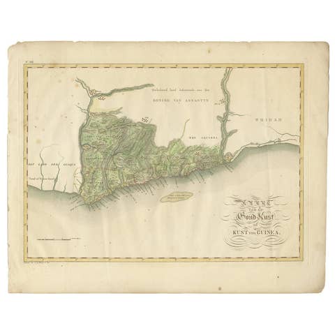 Antique Map of the Dutch Gold Coast in Africa by Van den Bosch '1818'