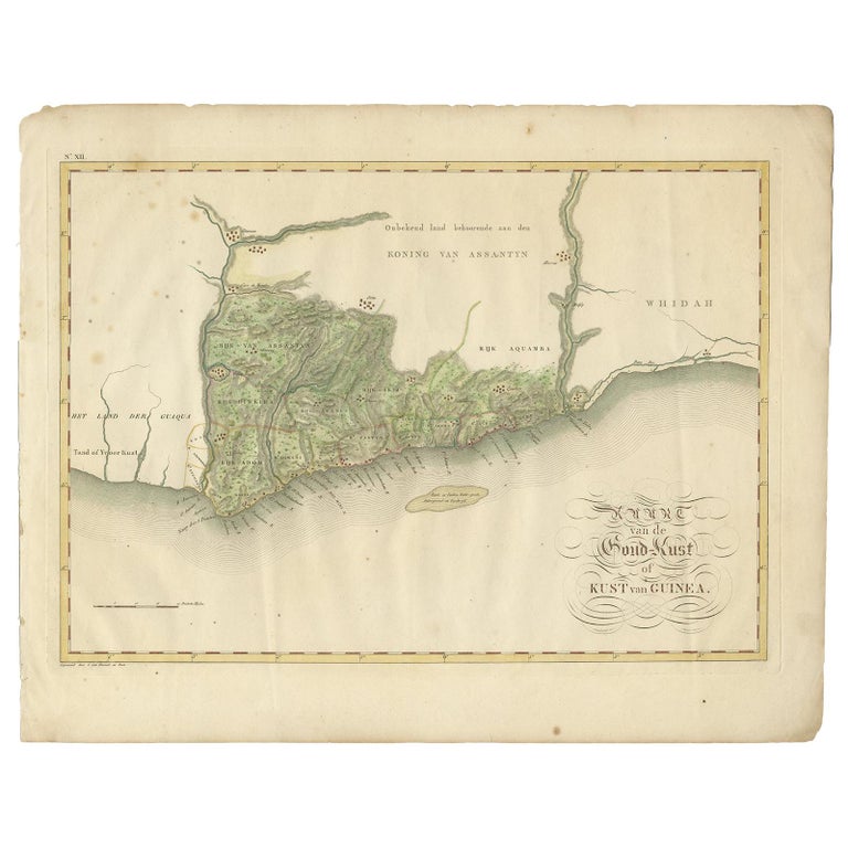 Antique Map of the Dutch Gold Coast in Africa by Van den Bosch '1818' For  Sale at 1stDibs | draw the map of gold coast in 1955, gold coast on a map,