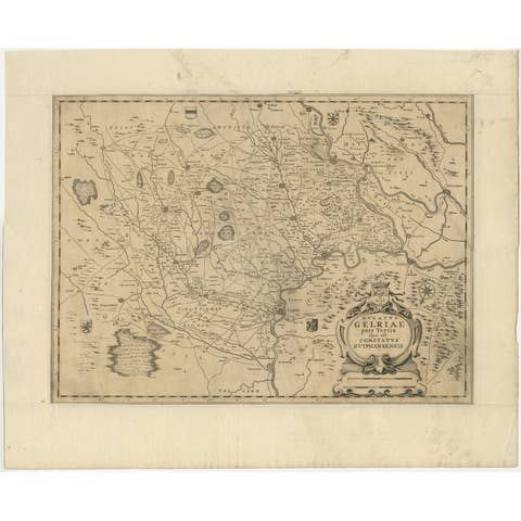 Antique Map of the Dutch Province of Gelderland with Zutphen as Capital, C.1650