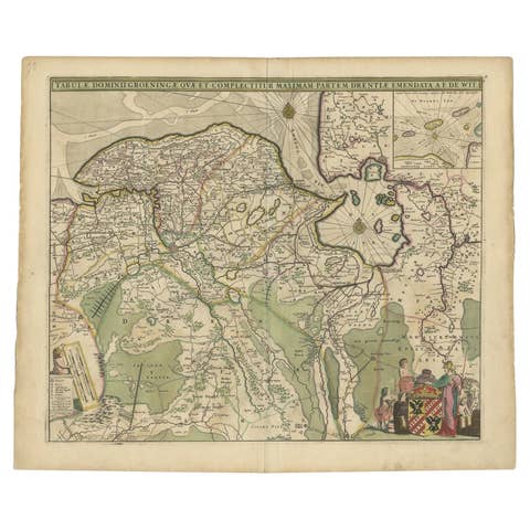 Antique Map of The Dutch Province of Groningen by De Wit, c.1680