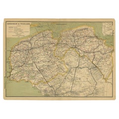 Vintage Map of the Dutch Provinces Groningen and Friesland, 1902