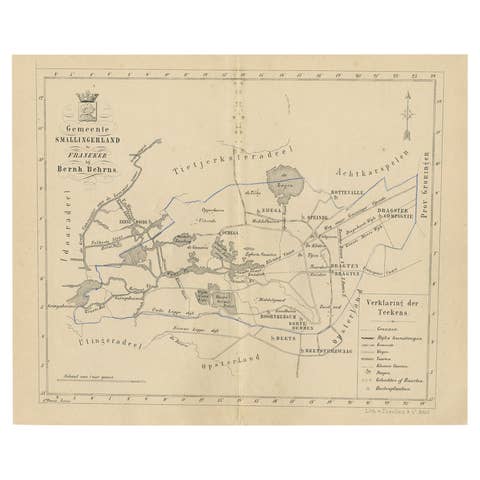 Antique Map of The Dutch Smallingerland Township, 1861
