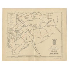 Antike Karte der niederländischen Utingeradeel-Stadt von Behrns, 1861
