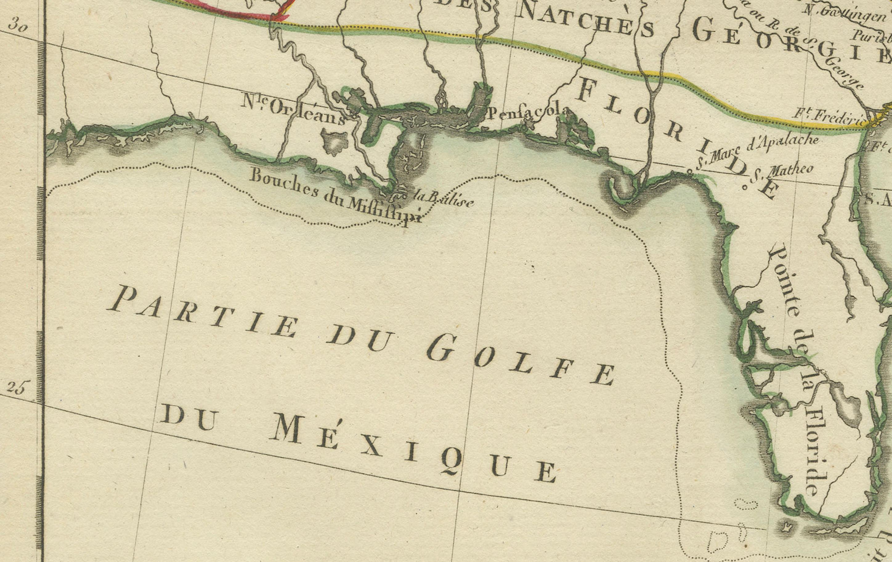Antike Karte der frühen Vereinigten Staaten von Pierre Antoine Tardieu (1784-1869) im Zustand „Gut“ im Angebot in Langweer, NL