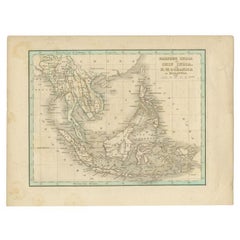 Antike antike Karte von Ostindien und Südostasien von Bradford, 1835