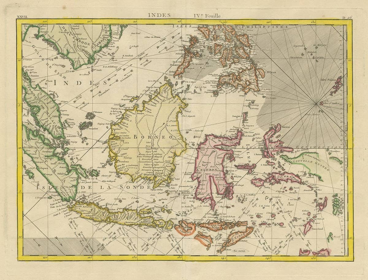 Antique Map of the East Indies by Bonne '1776'