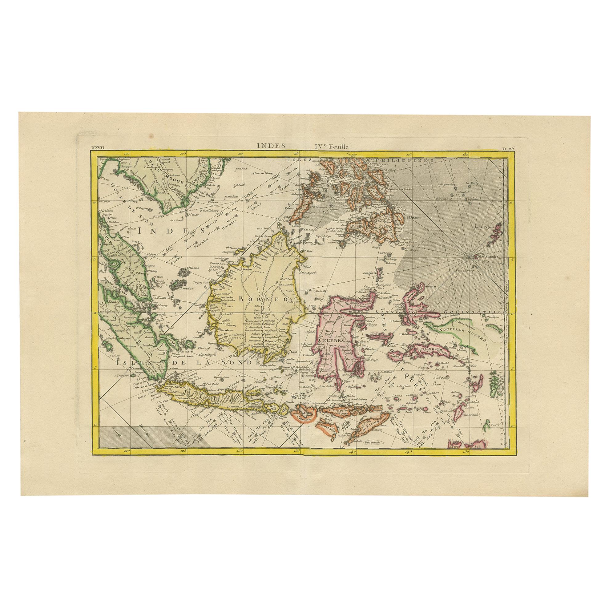 Carte ancienne des Antiquités des Indes orientales par Bonne 1776