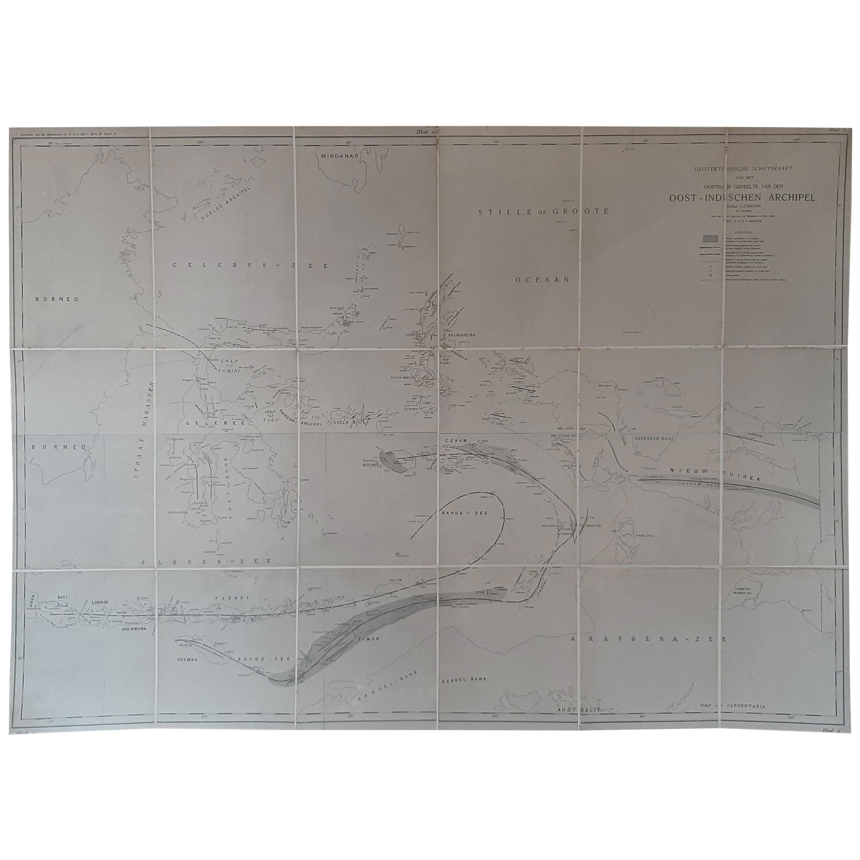Antique Map of the East Indies by Brouwer, 1917 For Sale