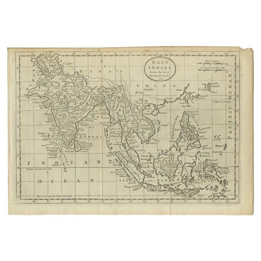 Carte ancienne des Antiquités des Indes orientales par Guthrie, 1787
