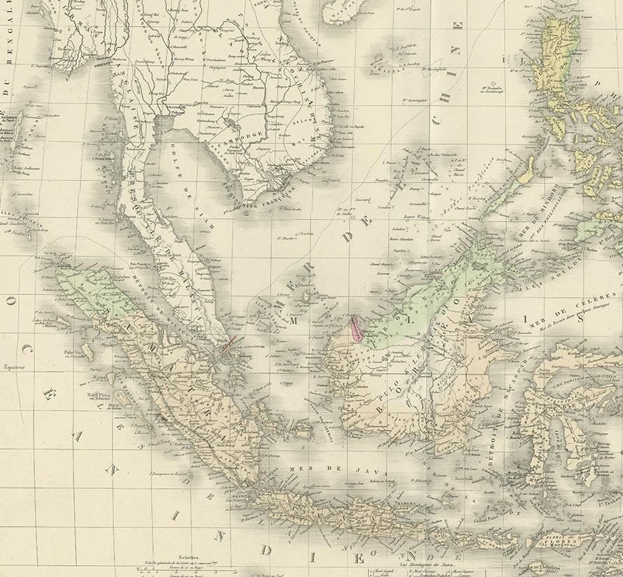 Antique Map of the East Indies by Levasseur, '1875' In Good Condition For Sale In Langweer, NL